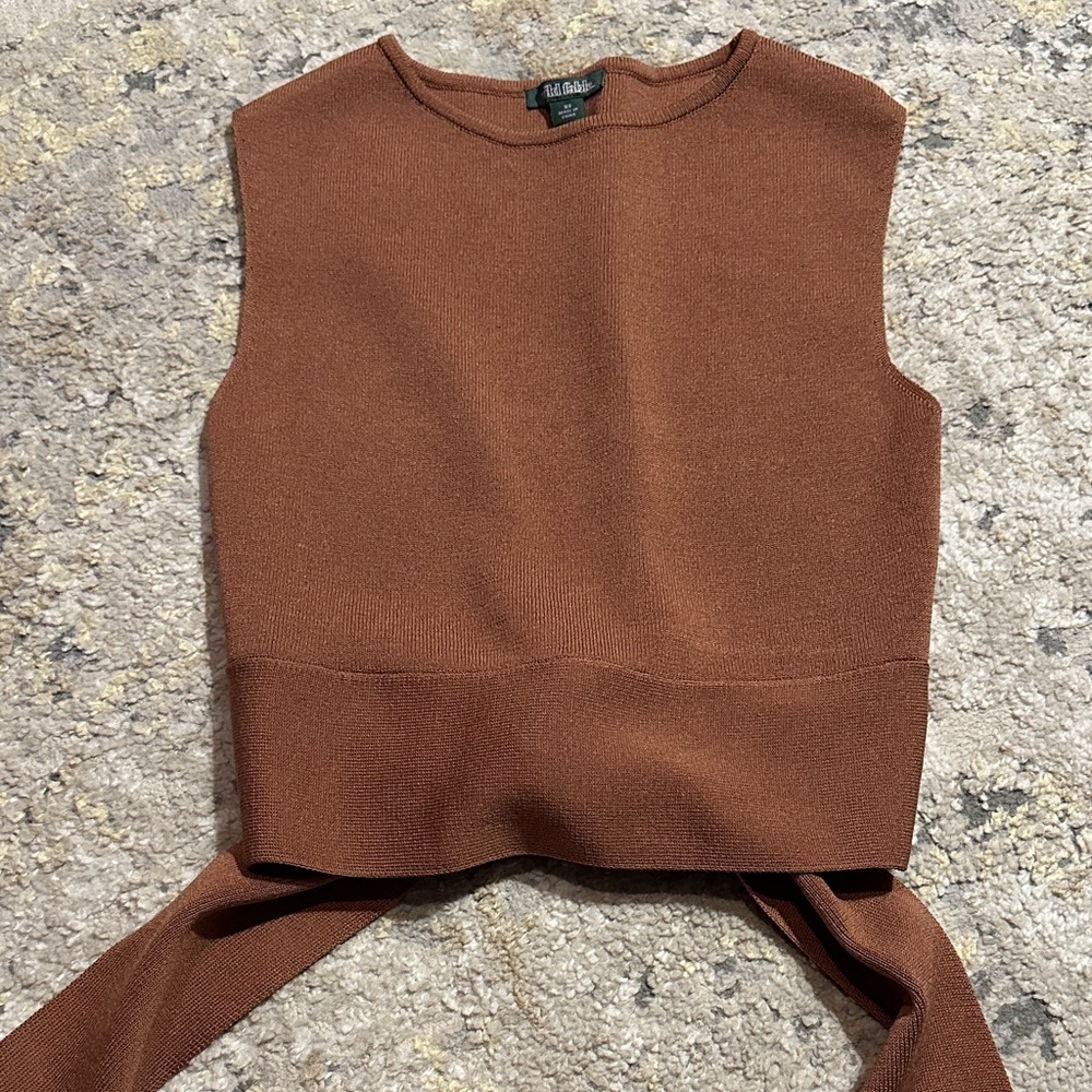 Wild Fable Cinnamon Sleeveless Crop Lightweight sweater with Tie back